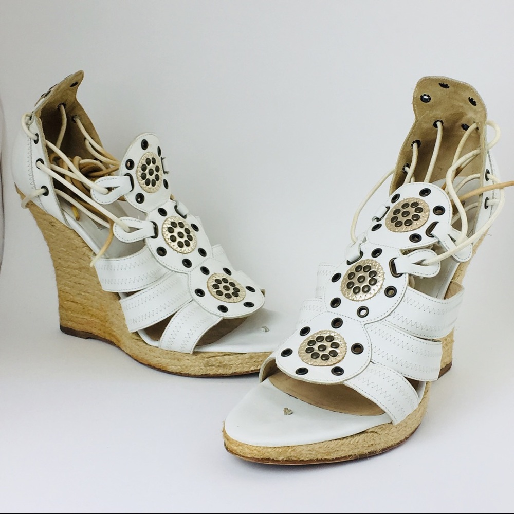 Michael Kors Sangria Wedges - White/Vacchetta